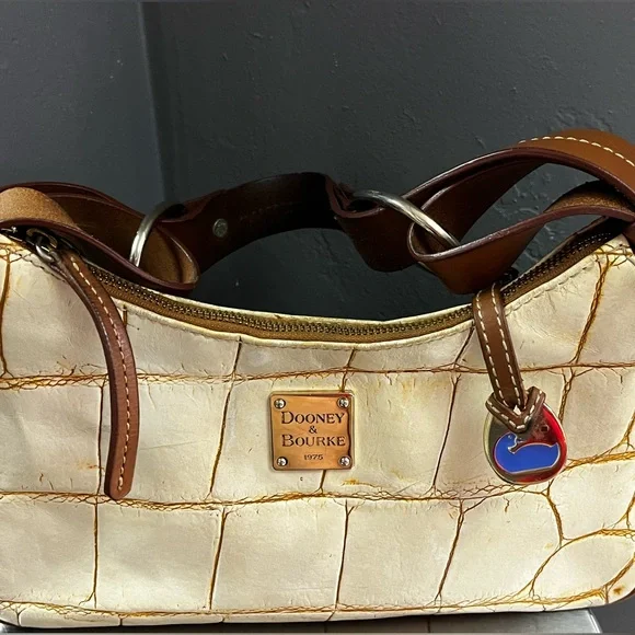 Vintage Dooney And Bourke Handbag Small White and Brown - Picture 11 of 16